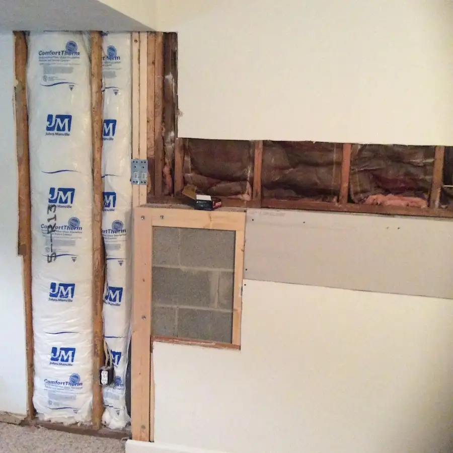 Wall insulation replacement during Basement Flood Cleanup in Rancho Cucamonga